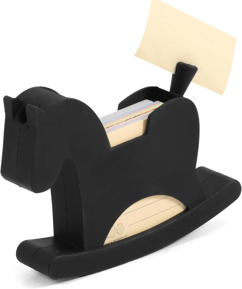 Li & Zhao Li&Zhao Wobble Horse Sticky Note Holder Silicone Label Holder Stand, 2026 Year of the Horse Good Luck Stable Rocking Horse Design for Tabletop Organizer, Office Desk Accessory, Home Decoration(Black) - Image 1